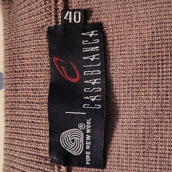 Casablanca, Men's Pure New Wool Khaki Vest, Shrink Resist, Micro Wool, Size 40. - Picture 3 of 4